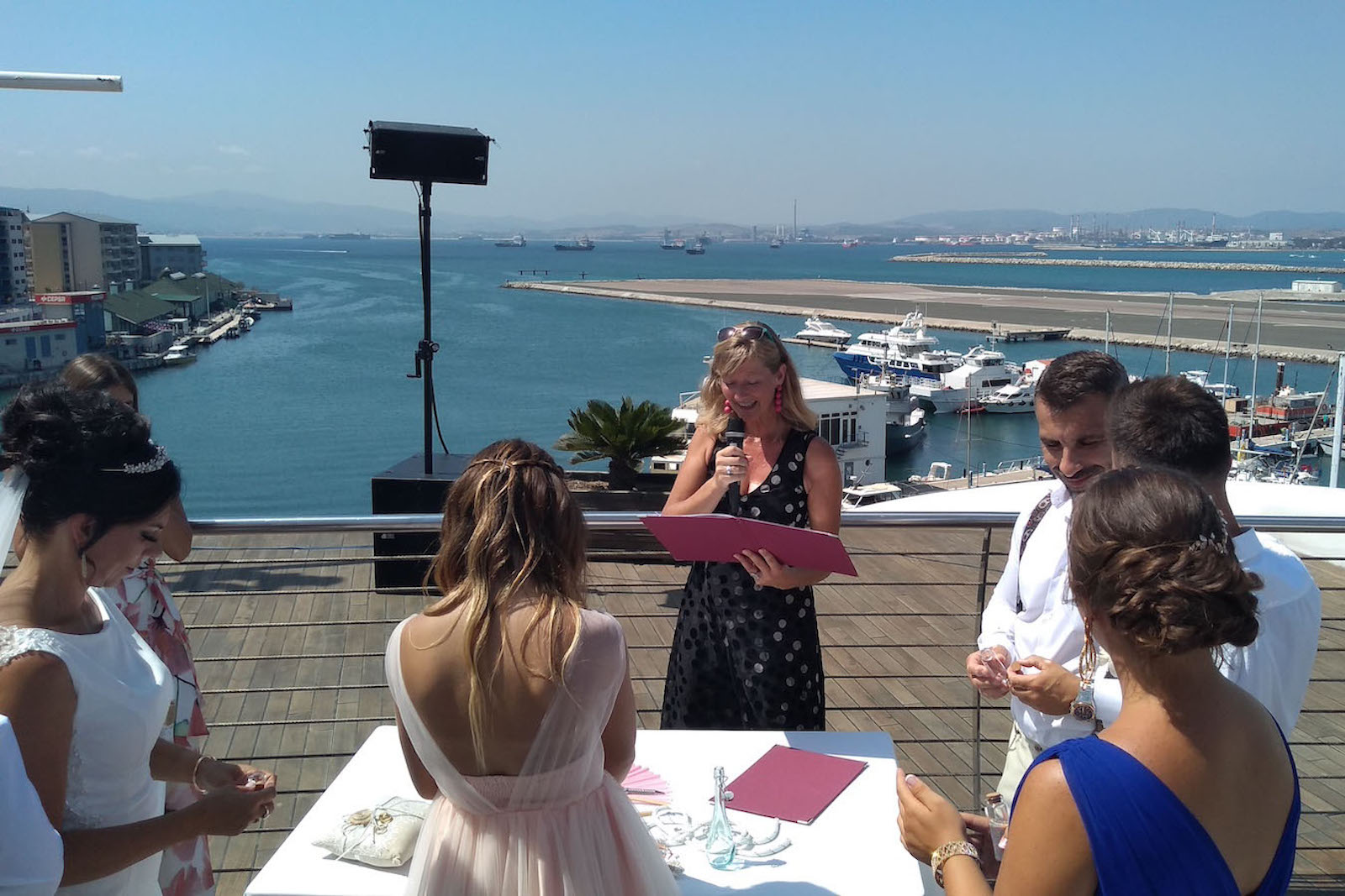 Celebrant Spain officiating wedding on board the Sunborn yacht Gibraltar