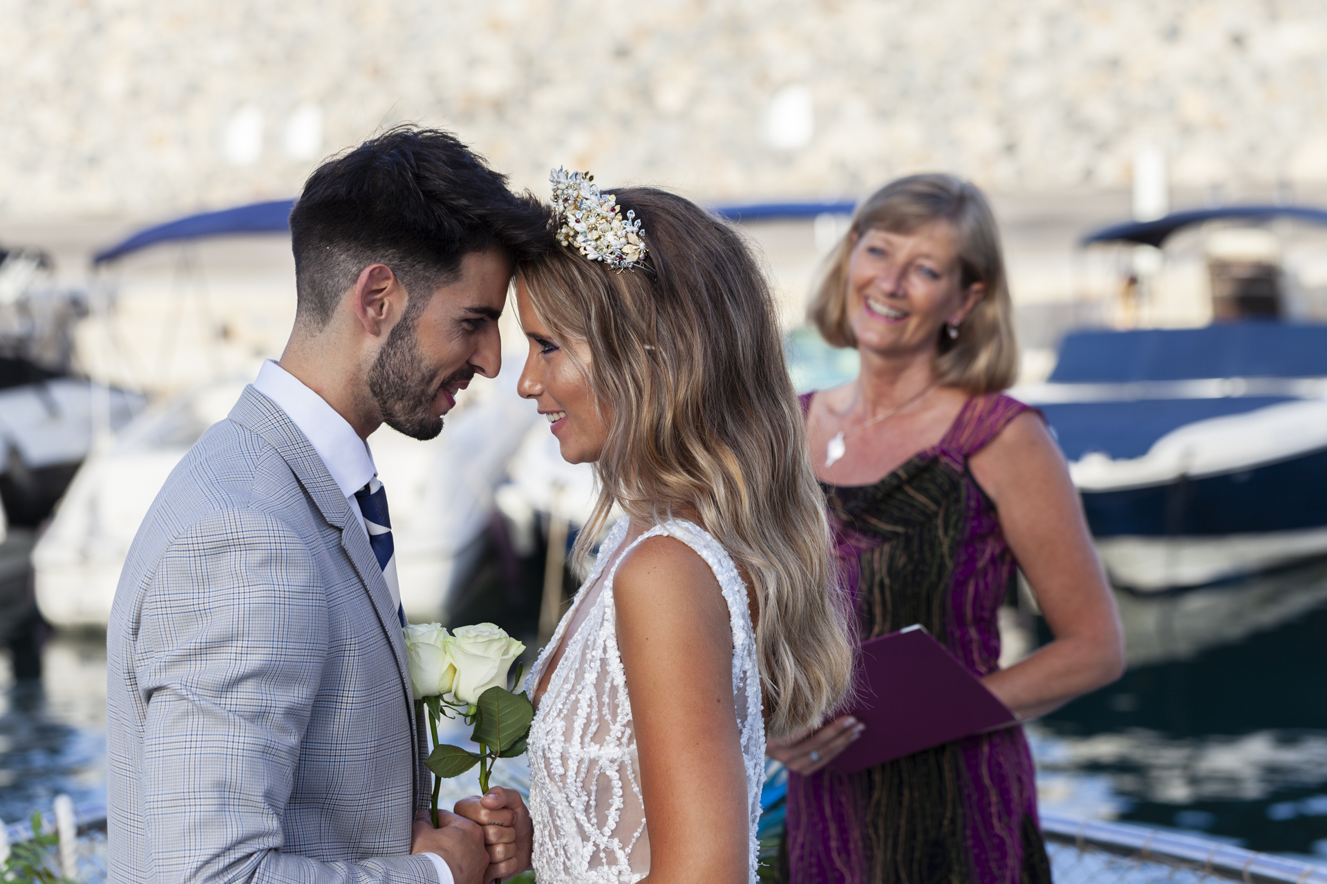 Toni Bonet photographer, celebrant led boat wedding in Spain