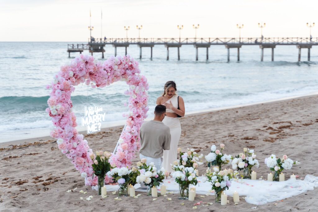 Pink proposal arch photo Michal Carbol